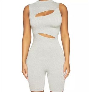Naked wardrobe Heather grey cutout romper